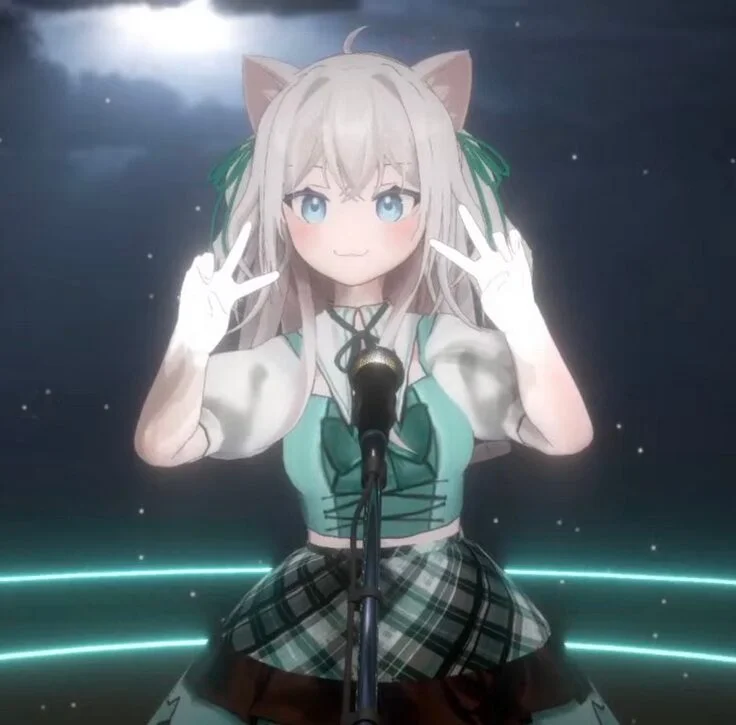 ルンルンの前世「猫間たま」の3周年衣装。チョコミントカラー。