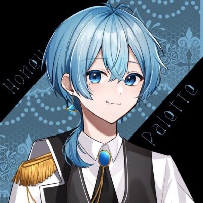 篠宮ゆのの前世・中の人である水音シオのビジュアル。水色のショートヘア。水色の目。