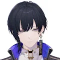 酒寄颯馬の前世・中の人である「裏瀬すう」のビジュアル。
黒髪に細く鋭い目。